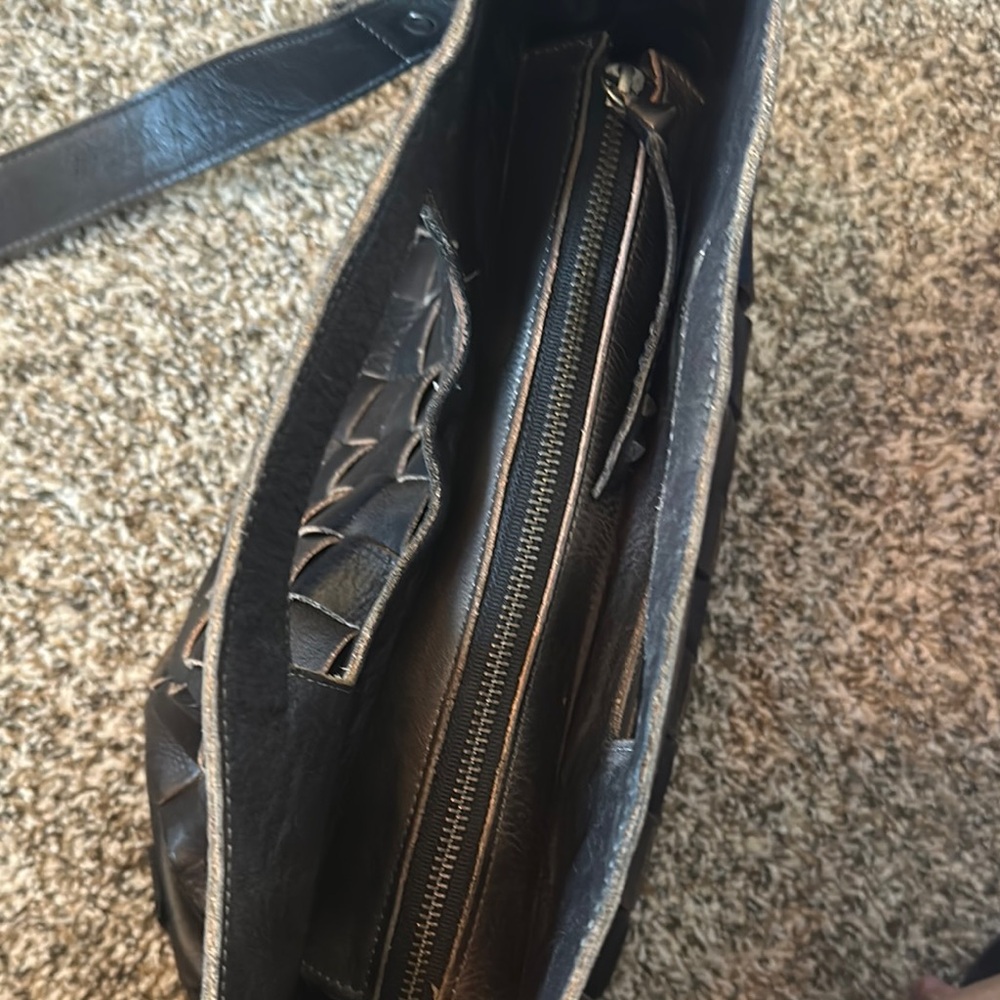 Bed Stu Black Woven Leather Shoulder Bag - Picture 5 of 16